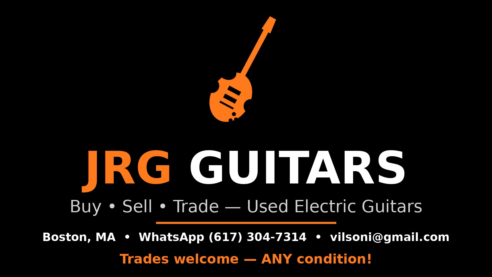 JRG Guitars — used electric guitars in Boston, MA. Buy, sell and trade.